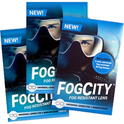 1301 FogCity: zelfklevende duiklenzen / enkelglas masker