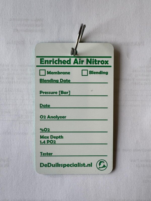 De Duikspecilaist: Nitrox Tank Tag