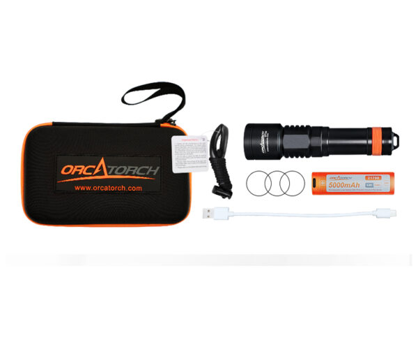 Orca-torch-D700-2 OrcaTorch: D700 oplaadbare duiklamp 1700lm
