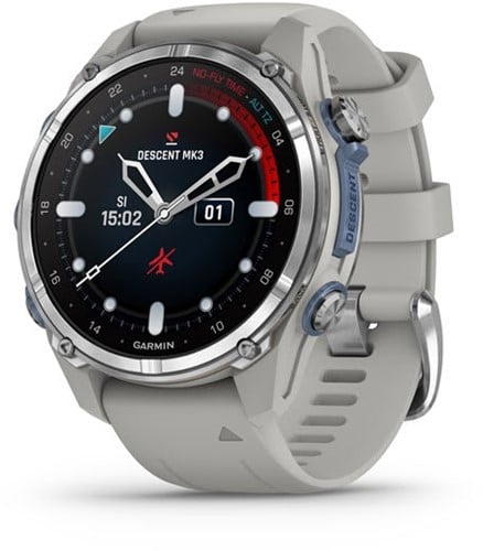 garmin-descent-mk3-43-pass-steel-fog-grey-siliconen-band-duikcomputer GARMIN: Garmin Descent MK3 (43) Pass Steel